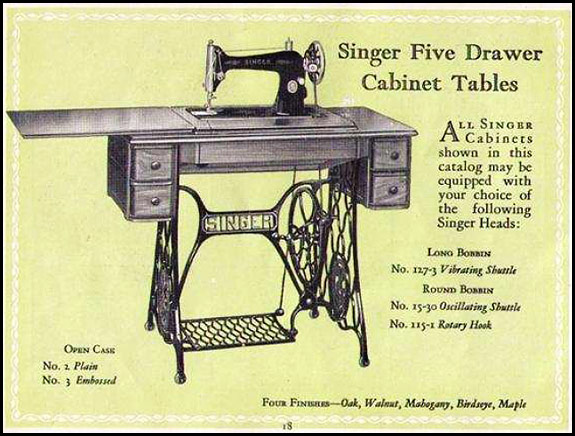 Catalogue picture of vintage Singer treadle machine