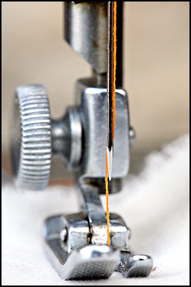 picture of needle of sewing machine showing thread path