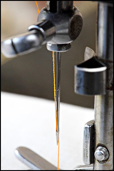 picture showing thread path at needle of sewing machine