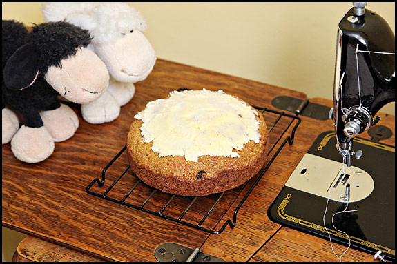 Carrot cake, sheep and Singer 201K treadle